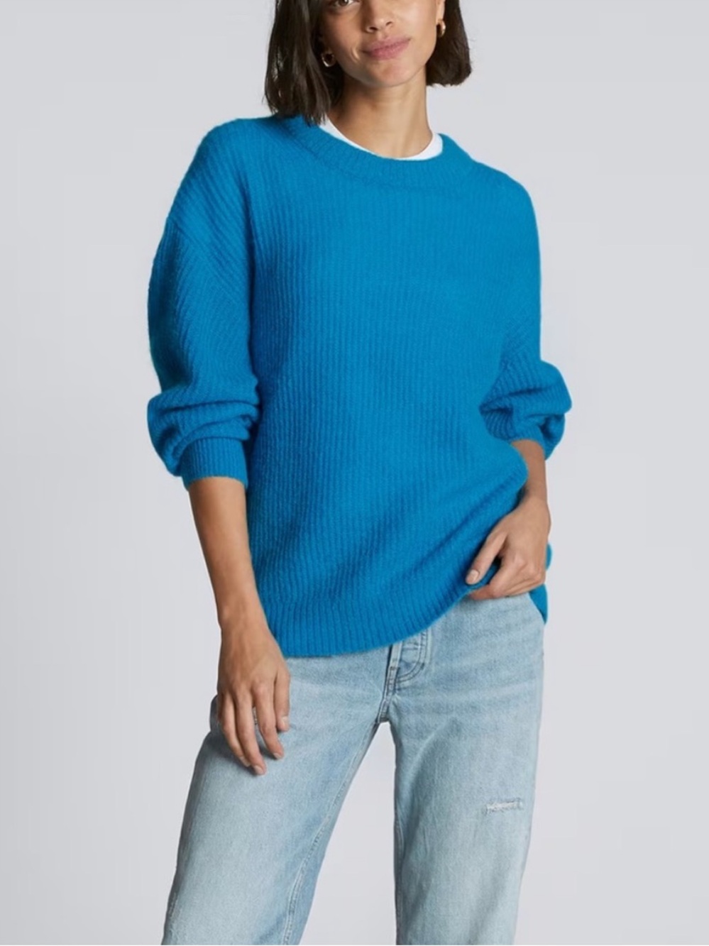 Everlane Alpaca Crew Sweater In Blue